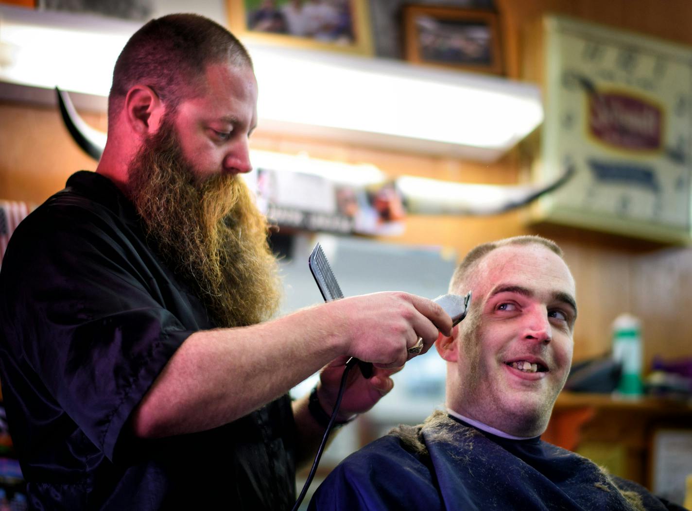 Mark Undem owner of Cowboy Mel's Barber Shop, Anoka, gave Andrew Harmon a buzz cut. ] GLEN STUBBE * gstubbe@startribune.com Tuesday, May 10, 2016 With Hillary Clinton versus Donald Trump the inevitable November presidential matchup, we'll ask regular voters in Anoka, a politically diverse part of the Twin Cities for opinions on two candidates that polls show generate widespread doubt and mistrust.