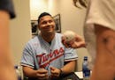 Brusdar Graterol signed autographs during TwinsFest last month.