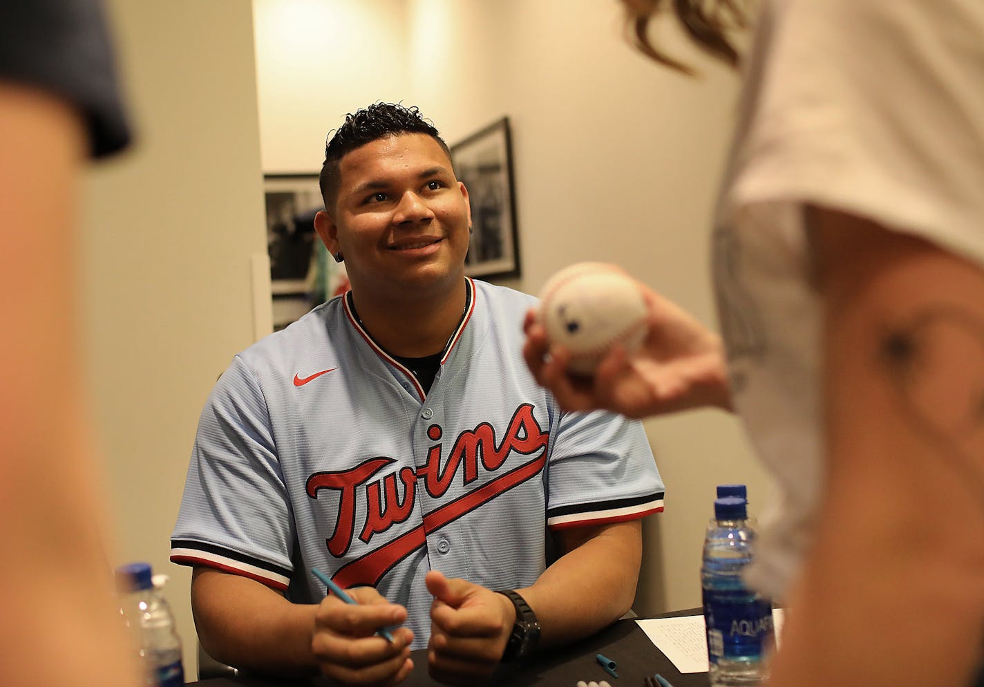 Brusdar Graterol signed autographs during TwinsFest last month.