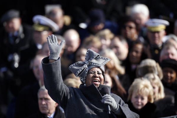Aretha Franklin singing America the Beautiful at President Barack Obama's inauguration in Washington, Jan. 20, 2009.
