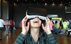 Attendees of a recent tourism show in Stockholm, Sweden check out the Mall of America&#xed;s megamall&#xed;s virtual reality experience that gives the