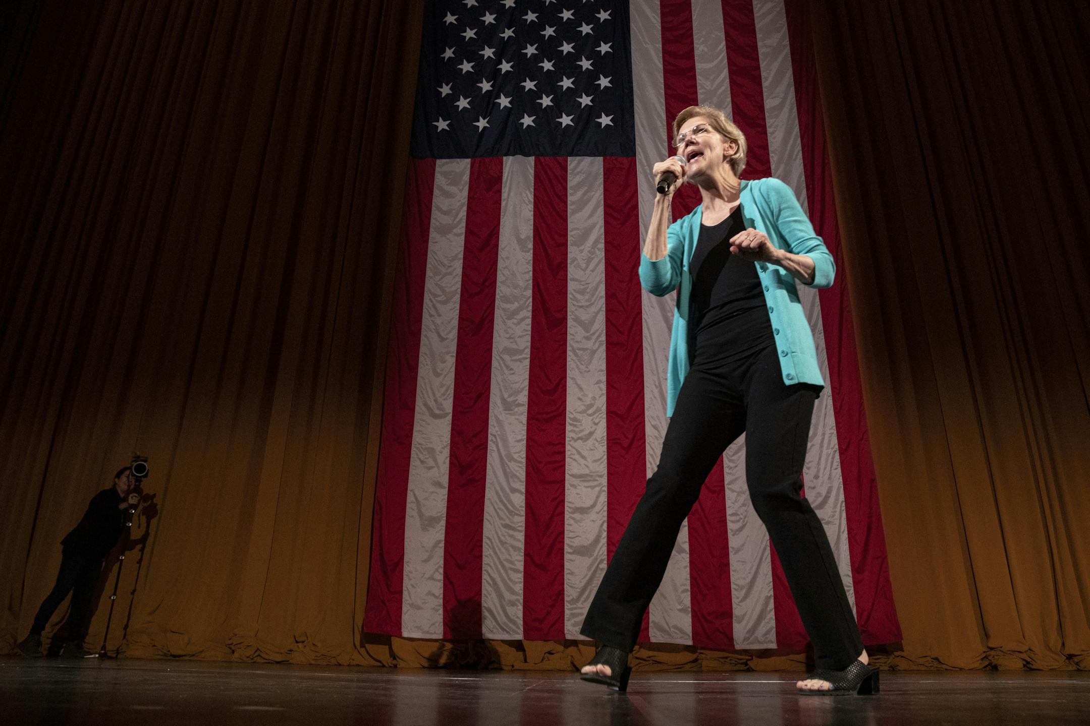 Democratic presidential candidate Sen. Elizabeth Warren, D-Mass., speaks during a Chicago Town Hall event at Chicago's Auditorium Theatre at Roosevelt University, Friday, June 28, 2019. (AP Photo/Amr Alfiky)