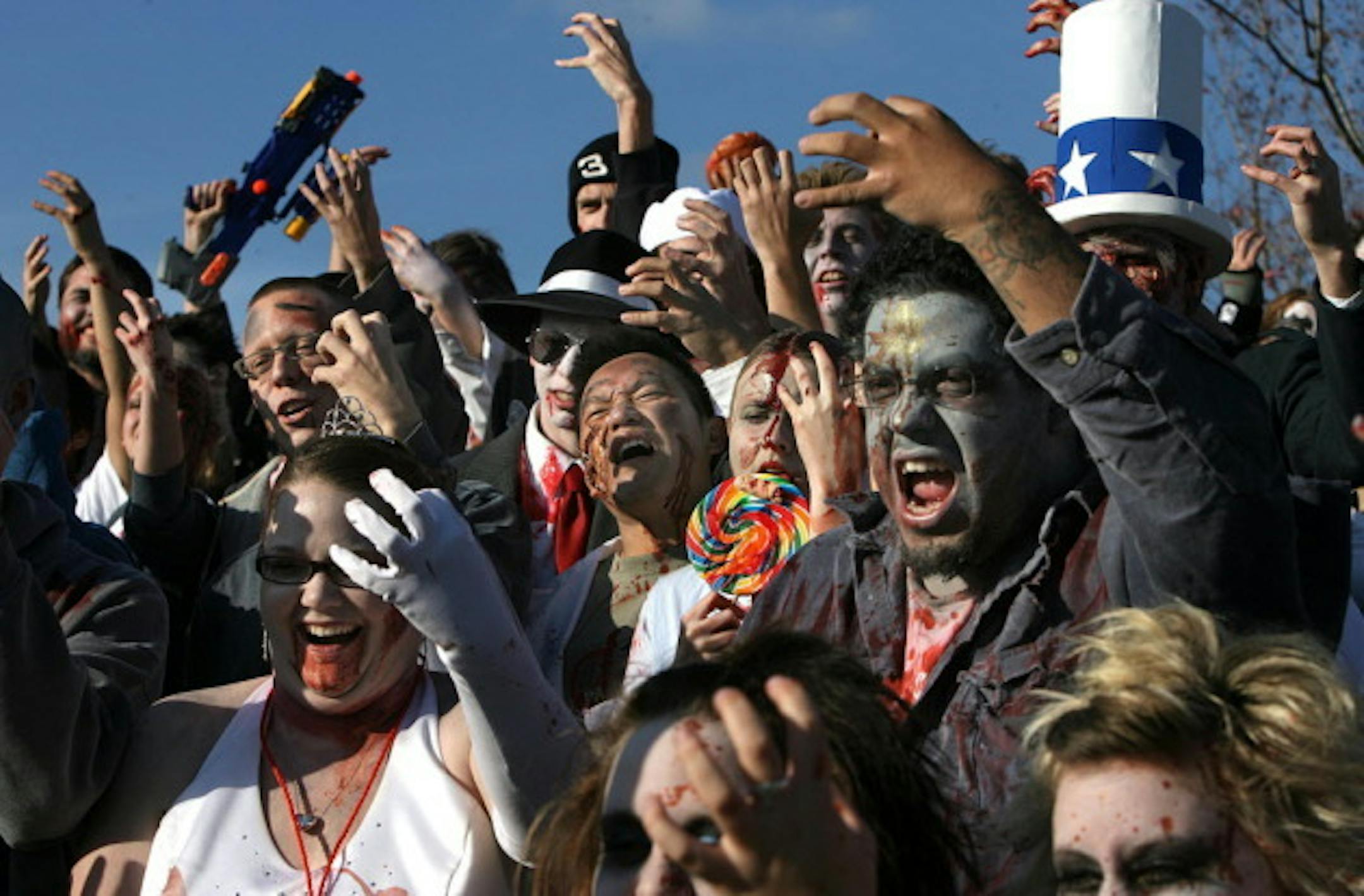 What the Zombie Pub Crawl crowd might look like if Flock of Seagulls doesn't play "I Ran" this year. / Star Tribune file