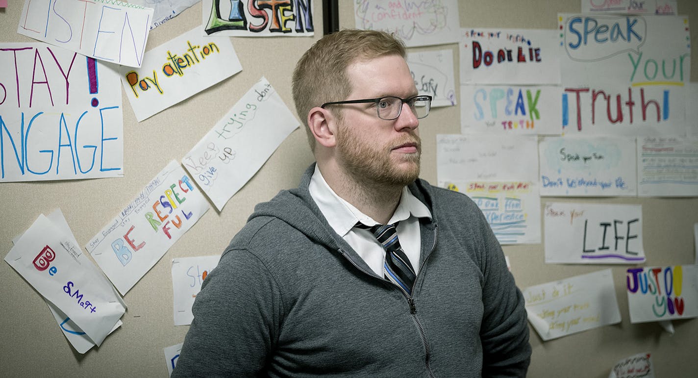 Tom Rademacher observed his teaching assistant during his class at FAIR School in Crystal.