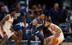 Portland guard Gary Trent Jr, who played high school ball for Apple Valley, put a spin move on Timberwolves guard Josh Okogie