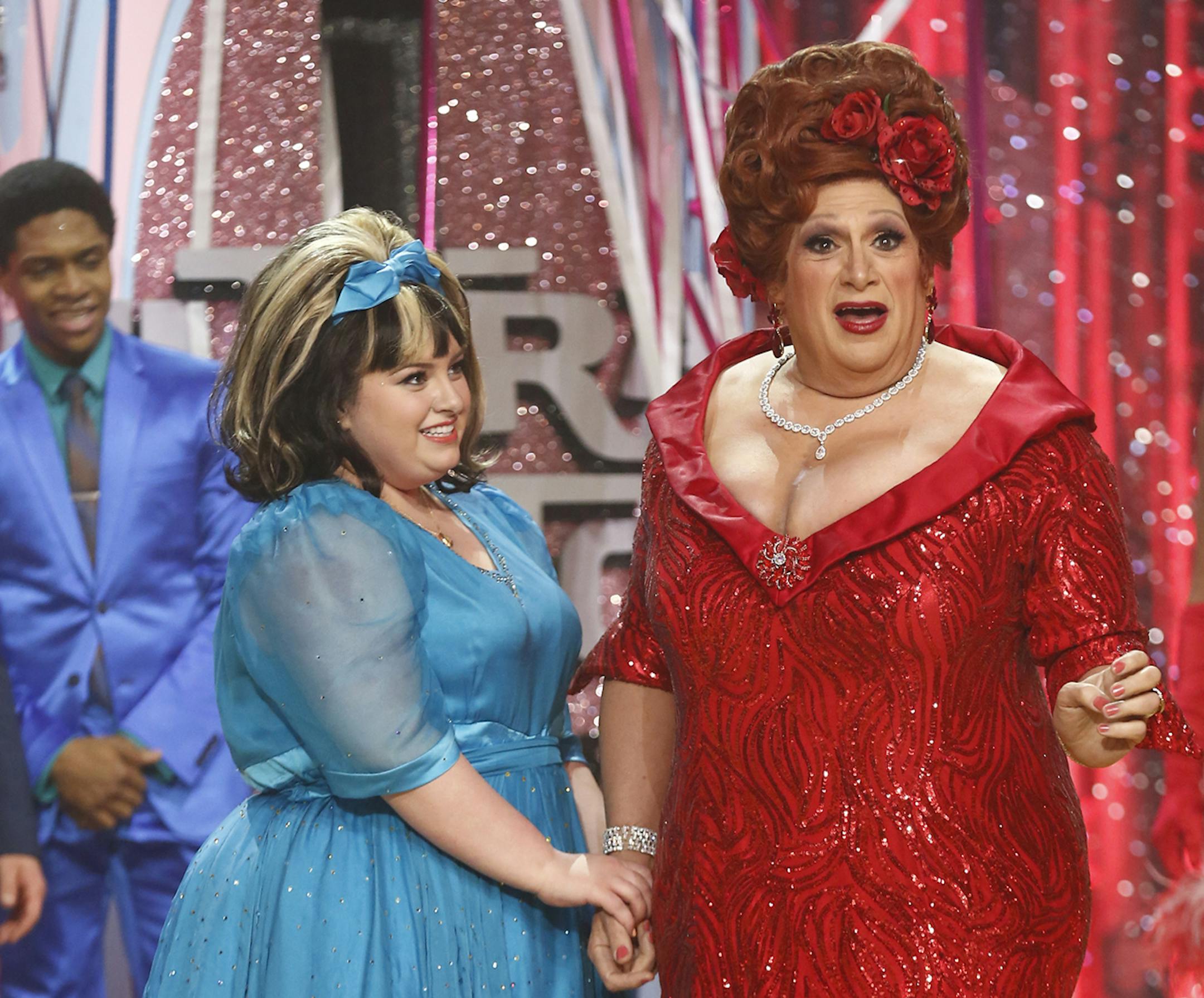 HAIRSPRAY LIVE! -- Pictured: (l-r) Maddie Baillio as Tracy Turnblad, Harvey Fierstein as Edna Turnblad -- (Photo by: Justin Lubin/NBC) ORG XMIT: Season:2016