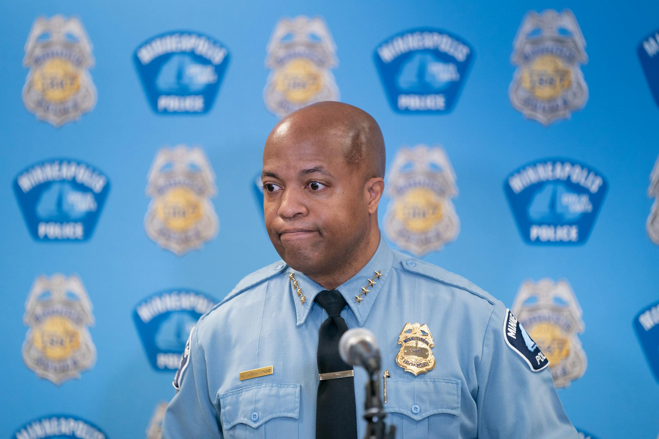 Minneapolis Police Chief Medaria Arradondo announces he will retire at the end of this term, Monday, Dec. 6, 2021 during a news conference in Minneapolis.