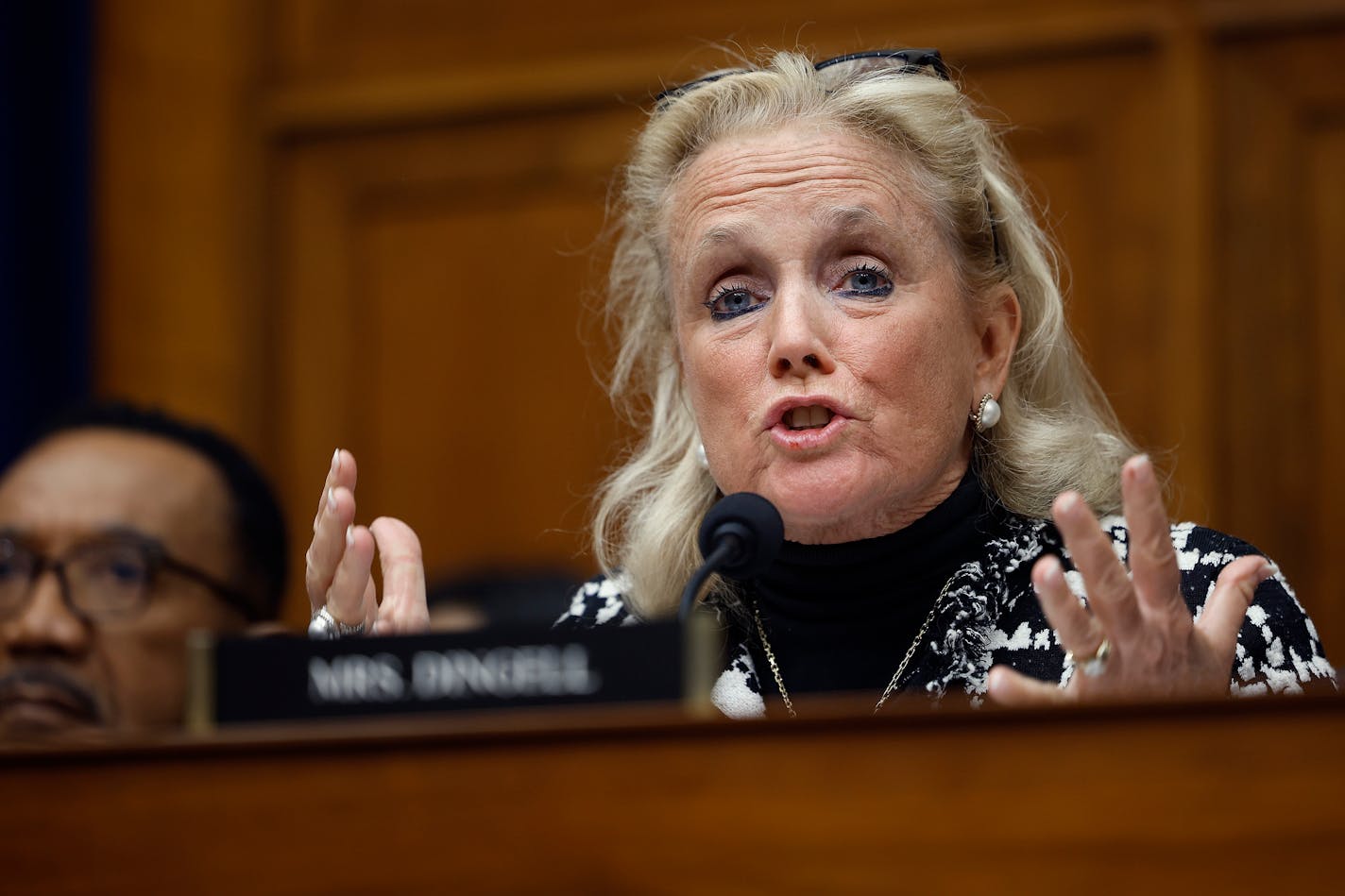 House Select Subcommittee on the Coronavirus Pandemic member Rep. Debbie Dingell (D-MI) questions witnesses during the subcommittee's first public hearing in the Rayburn House Office Building on Capitol Hill on March 8, 2023, in Washington, D.C. Witnesses and members of the subcommittee aired and debated their disagreements about the possible origins of the COVID-19 coronavirus and whether it came from nature or a laboratory in China. (Chip Somodevilla/Getty Images/TNS) ORG XMIT: 82130221W