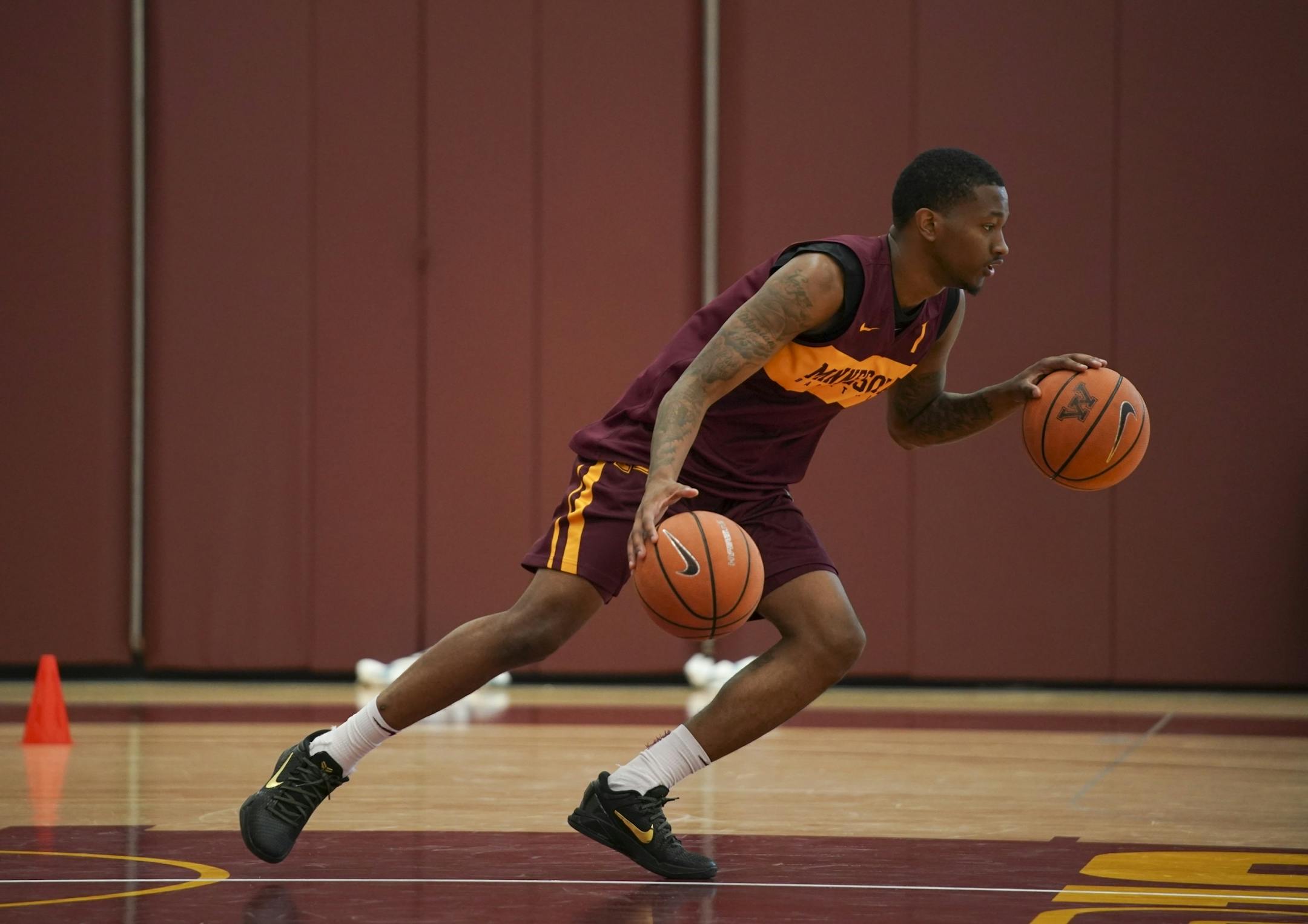 Guard Dupree McBrayer took part in a drill at practice Tuesday afternoon.