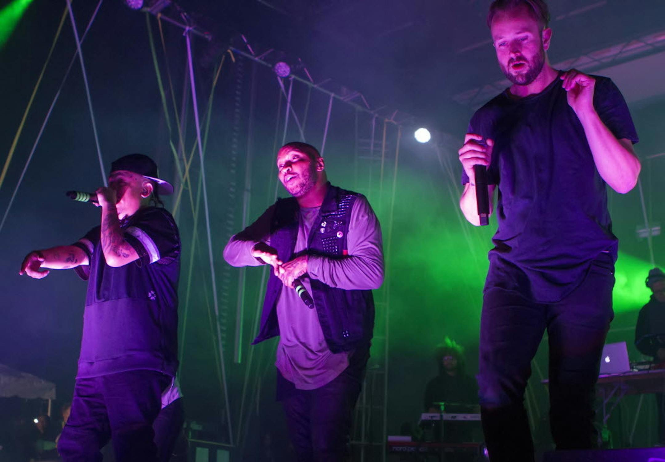 Doomtree's Mike Mictlan, P.O.S and Sims perform on the main stage at Doomtree Zoo on Oct. 3, 2015. at CHS Field in St. Paul.