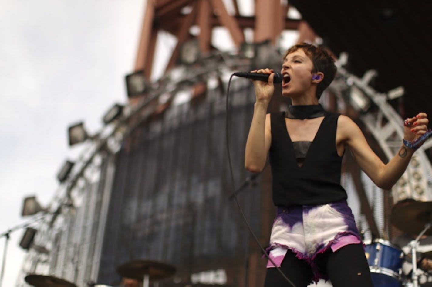 Channy Leaneagh led Polica through a sweltering set at the River's Edge Music Fest in June. / Jeff Wheeler, Star Tribune