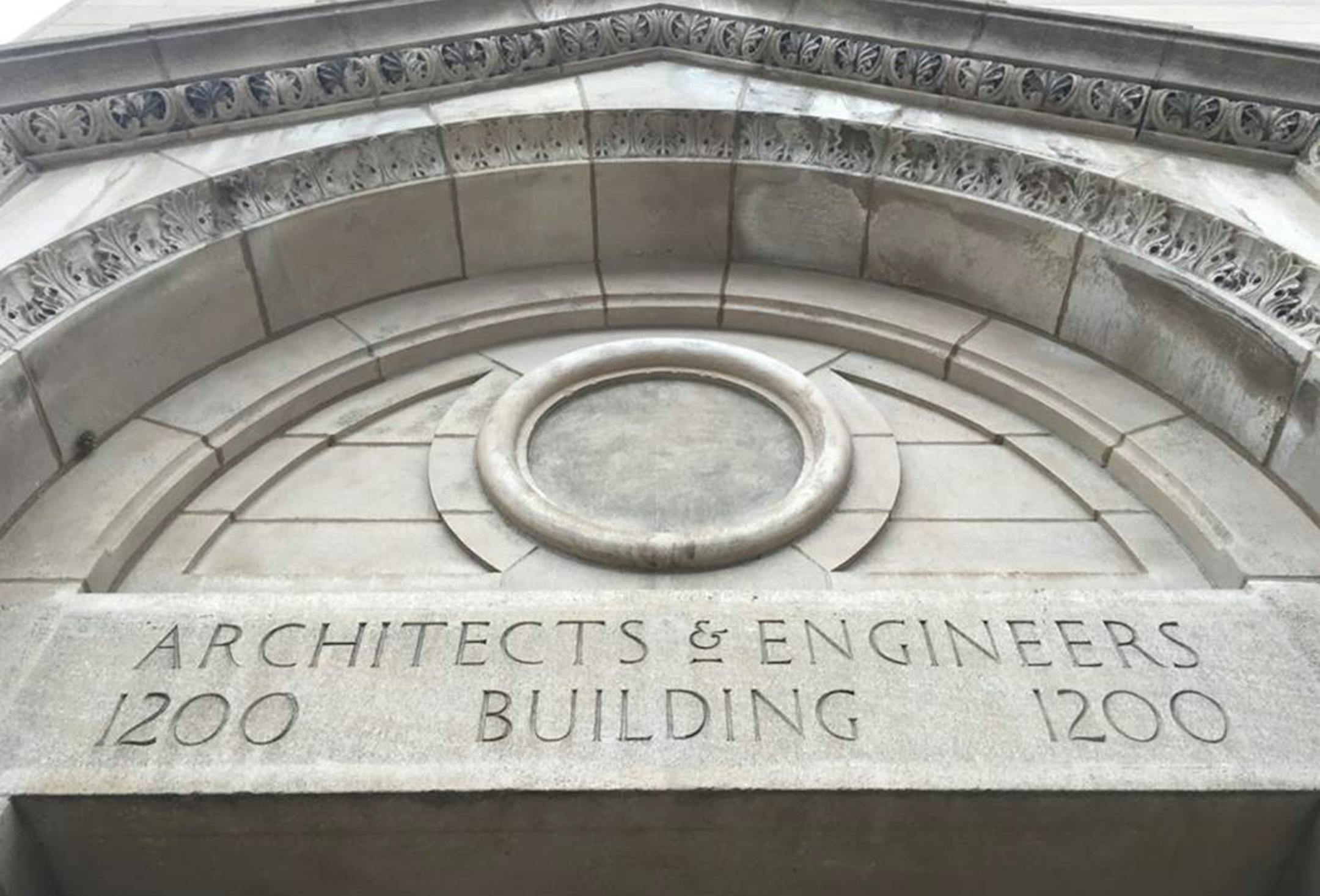 The Architects & Engineers Building still bears the names of several great architects and engineers.