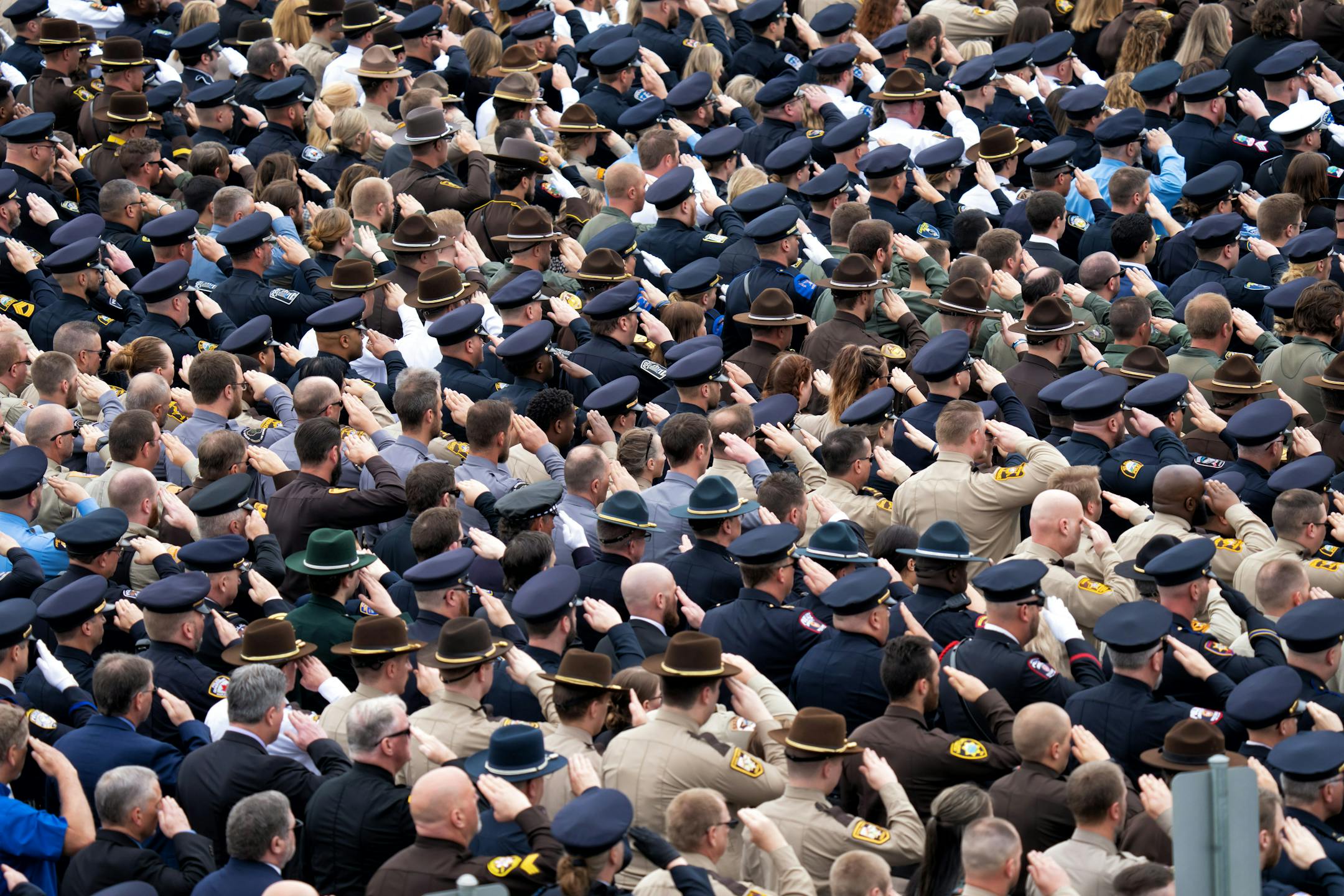 Over a thousand law enforcement officers from around the U.S. gathered for Funeral services for St. Croix County Sheriff's Deputy Kaitie Leising who was shot and killed on Saturday evening Friday, May 12, 2023  Hudson, Wis.