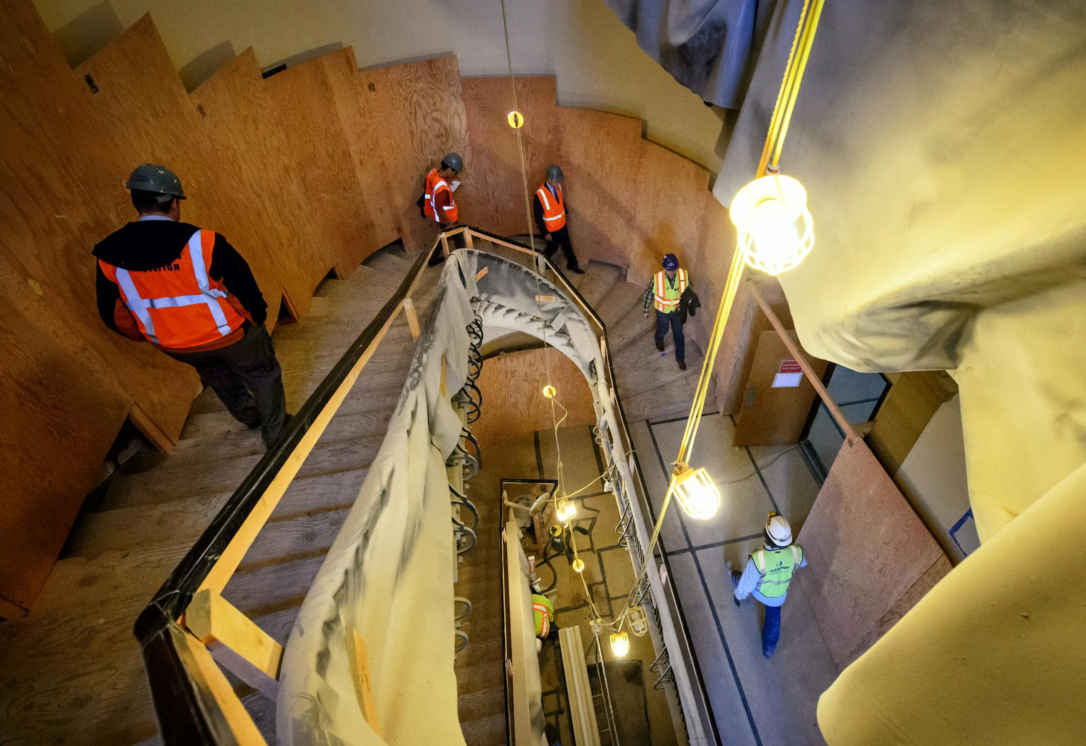The spiral staircase at the Capitol will only be used in case of emergency during the 2016 session. ] GLEN STUBBE * gstubbe@startribune.com Friday, February 19, 2016 Tour of ongoing renovation work at the Minnesota State Capitol and at the House chamber currently being prepared for the legislative session.