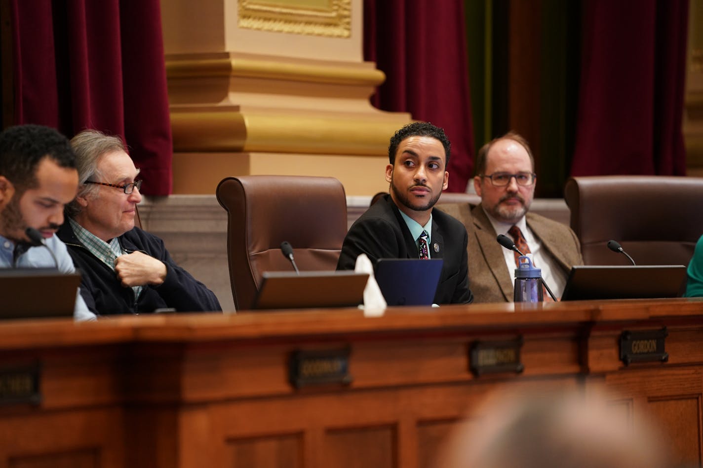 Council Member Phillipe Cunningham, seconds from right and the chair of the committee that held Monday's hearing, said he was swayed to delay approval of the plan's framework after hearing the concerns of neighborhood organizations in his ward in north Minneapolis.