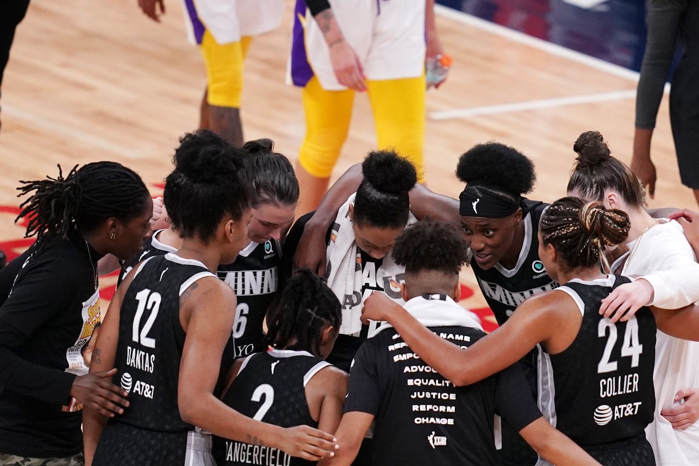 The Minnesota Lynx celebrated their win over the Los Angeles Sparks last week. They won in Dallas on Thursday.