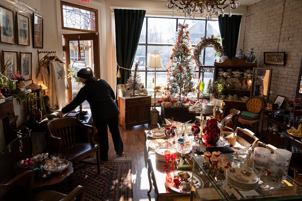 Becca Woodbury shops at Betty’s Antiques in St. Paul.