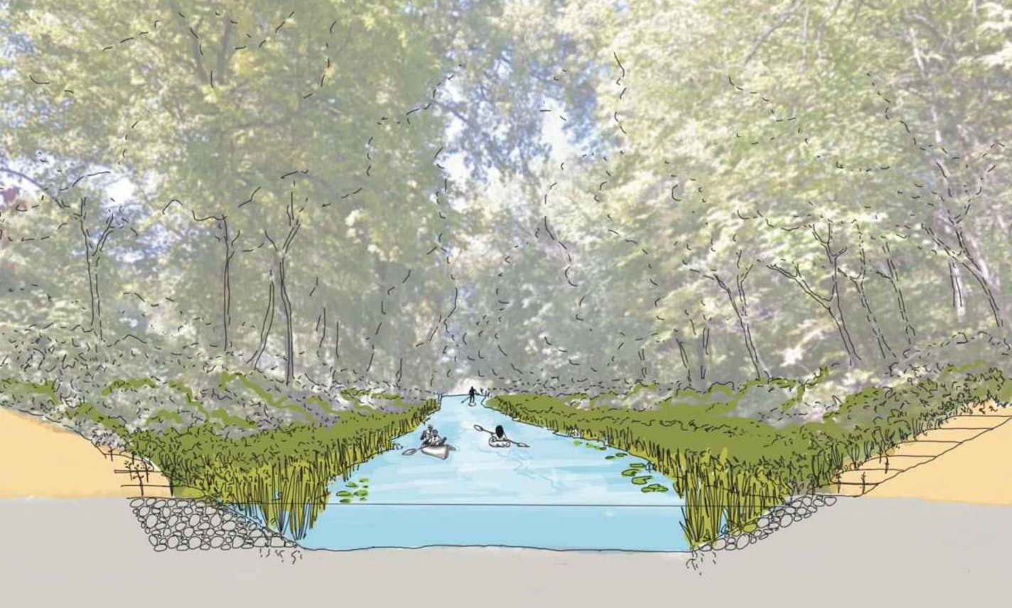 Rendering of Minneapolis Park and Recreation Board concept design for Kenilworth channel