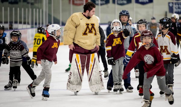 Gophers goalie Justen Close, shown in a 2020 Skate the Cities event in Blaine, has reeled off six consecutive victories.