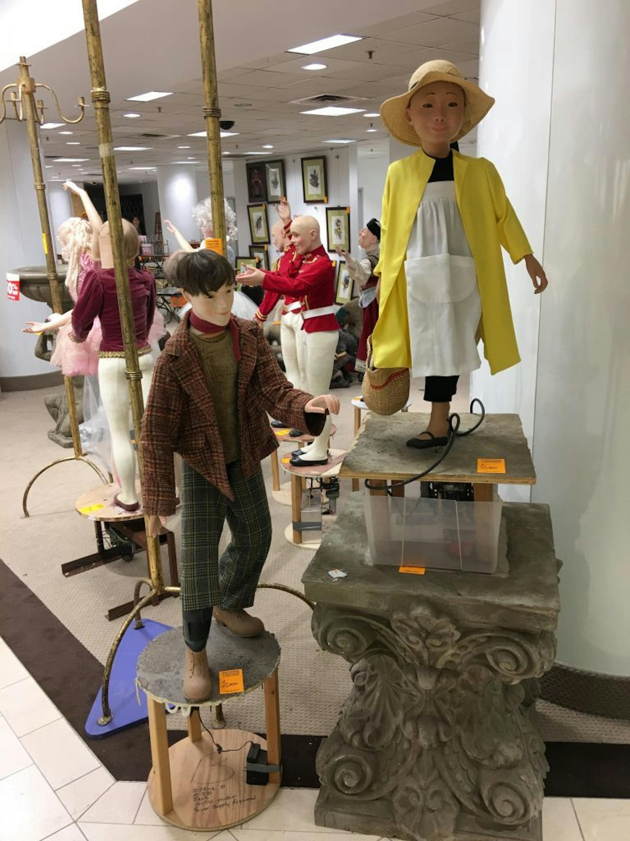 Macy�s is liquidating some of the many animatronic figures and props from decades of holiday shows. More than 20 figures are currently for sale for $200 to $1,500 each. Characters from Dickens Village (1960s), the Nutcracker (1973) Harry Potter (2000) and others were put out last week. Credit: John Ewoldt, STAR TRIBUNE 2/21/17