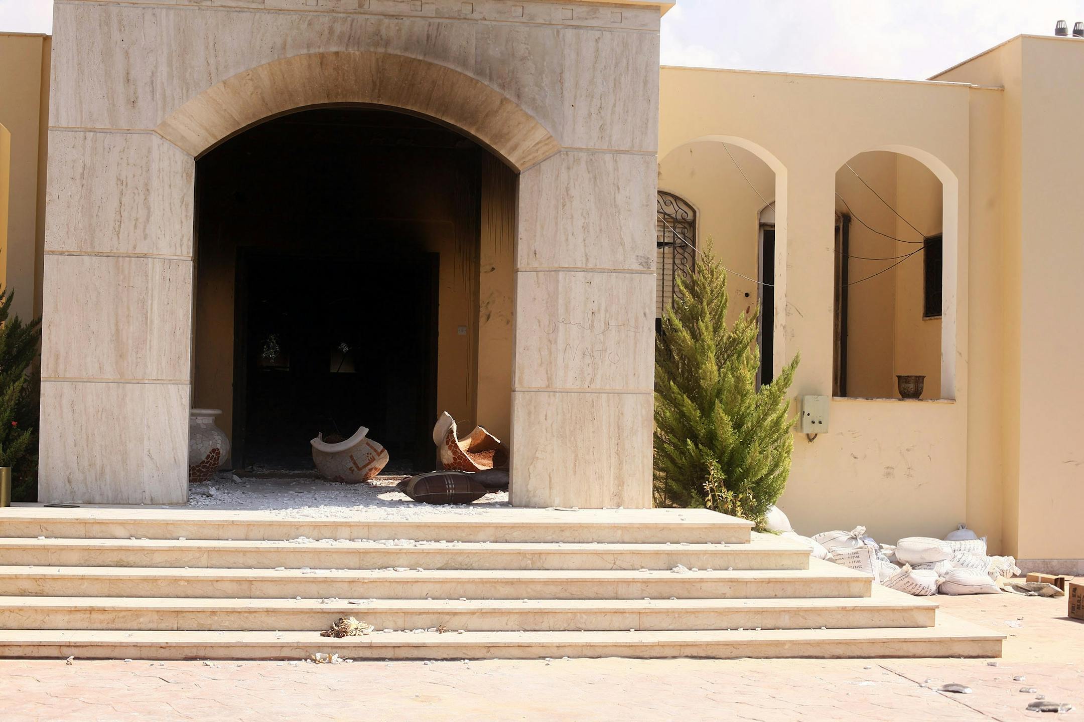 Damages after an attack on the U.S. Consulate by protesters angry over a film that ridiculed Islam's Prophet Muhammad in Benghazi, Libya, Wednesday, Sept. 12, 2012. The U.S. ambassador to Libya and three other Americans were killed.