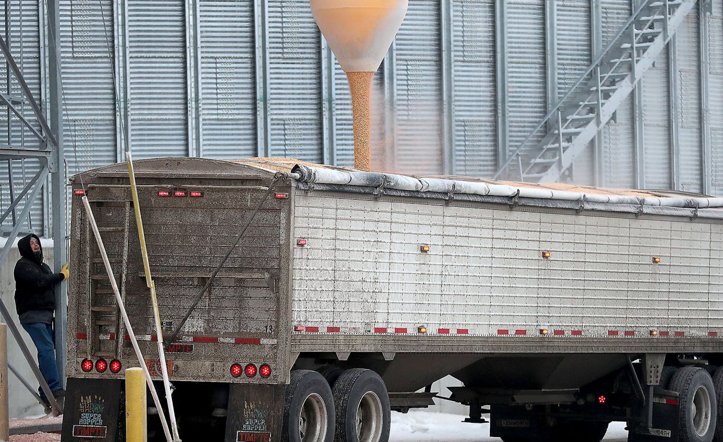 Justin Stumpf, a grain handler and feed salesman for Ag Partners, monitors corn being transferred from an Ag Partners grain bin into a JCH Transport truck from Ellsworth, WI, bound for an ethanol plant Thursday, Jan. 30, 2020 in Lake City, MN.] DAVID JOLES &#x2022; david.joles@startribune.com Commodity prices are holding steady despite the d&#xe9;tente that has emerged in the past few weeks in the trade disputes with China and Canada/Mexico.