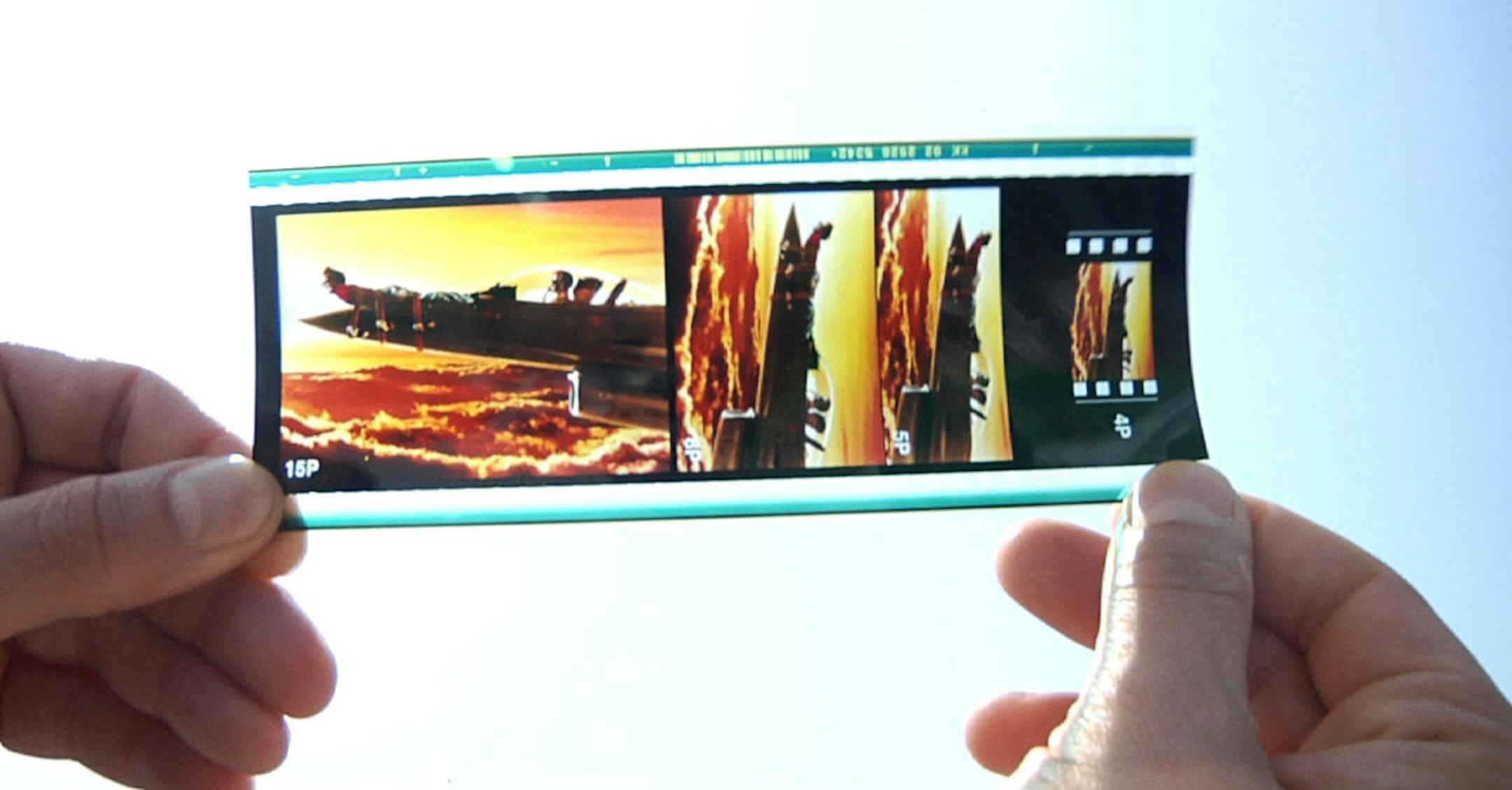 IMAX film negative, scene from the film "Side by Side." Los Angeles, California Copyright 2012 Company Films LLC all rights reserved