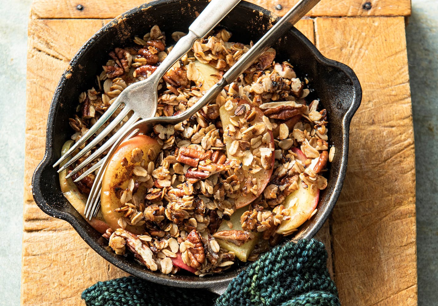 This version of apple crisp is made on the stove in about 10 minutes. Recipe by Beth Dooley, photo by Mette Nielsen, special to the Star Tribune