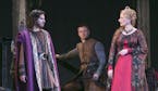 Michael Hanna (Geoffrey), Torsten Johnson (Richard) and Laila Robins (Queen Eleanor of Aquitaine) in the Guthrie Theater's The Lion in Winter,