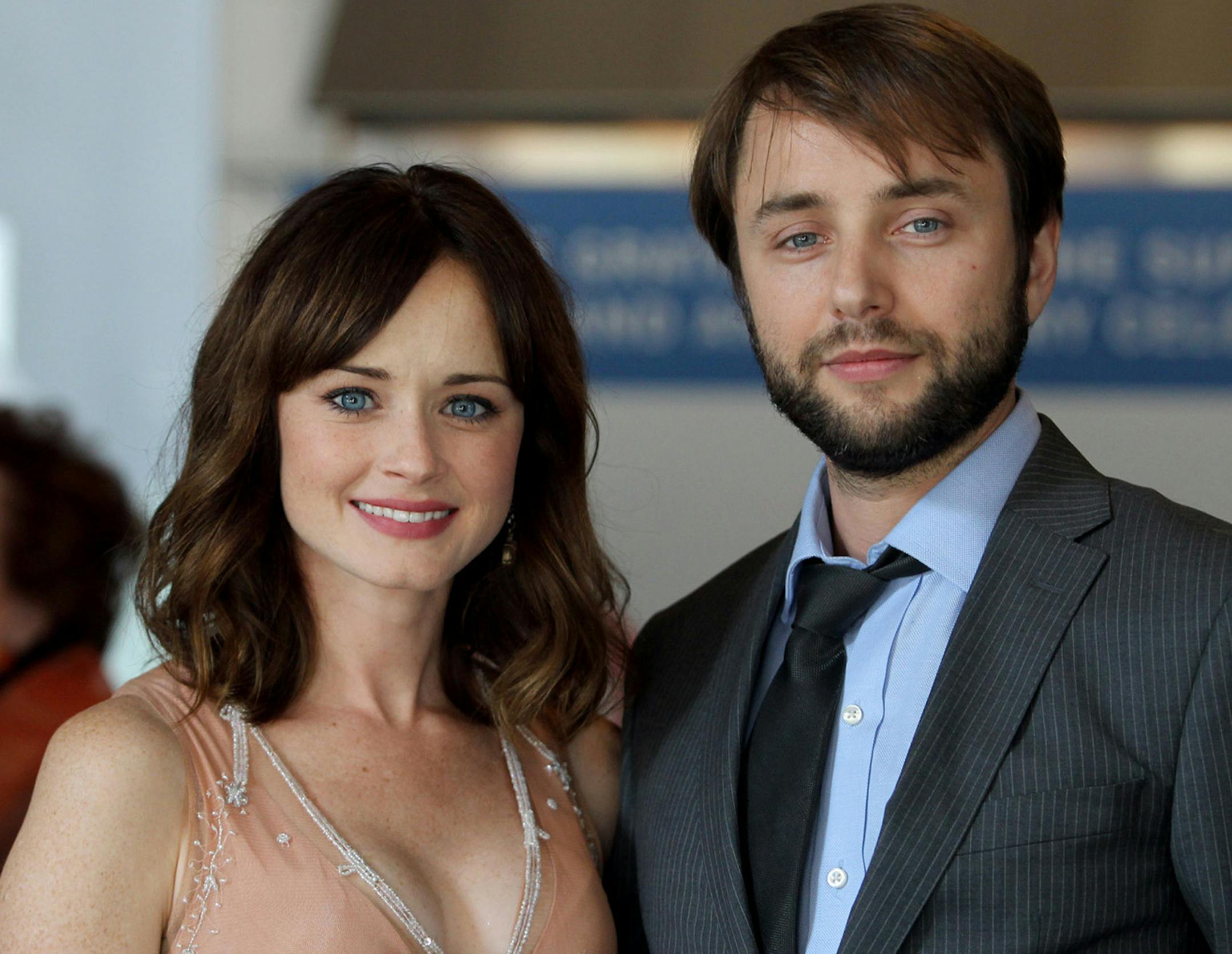 Actress Alexis Bledel and her boyfriend Vincent Kartheiser, of "Mad Men", pose for a picture before the Guthrie Theatre 50th Anniversary Celebration on Saturday, June 22, 2013.