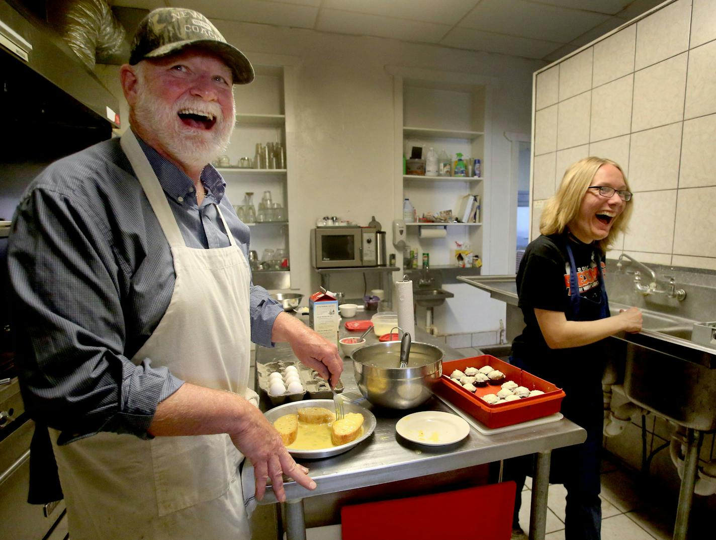 Laughter erupted as owner Brent Olson prepared French toast and server Amber Karges paused from washing dishes at the Inadvertent Cafe in June.