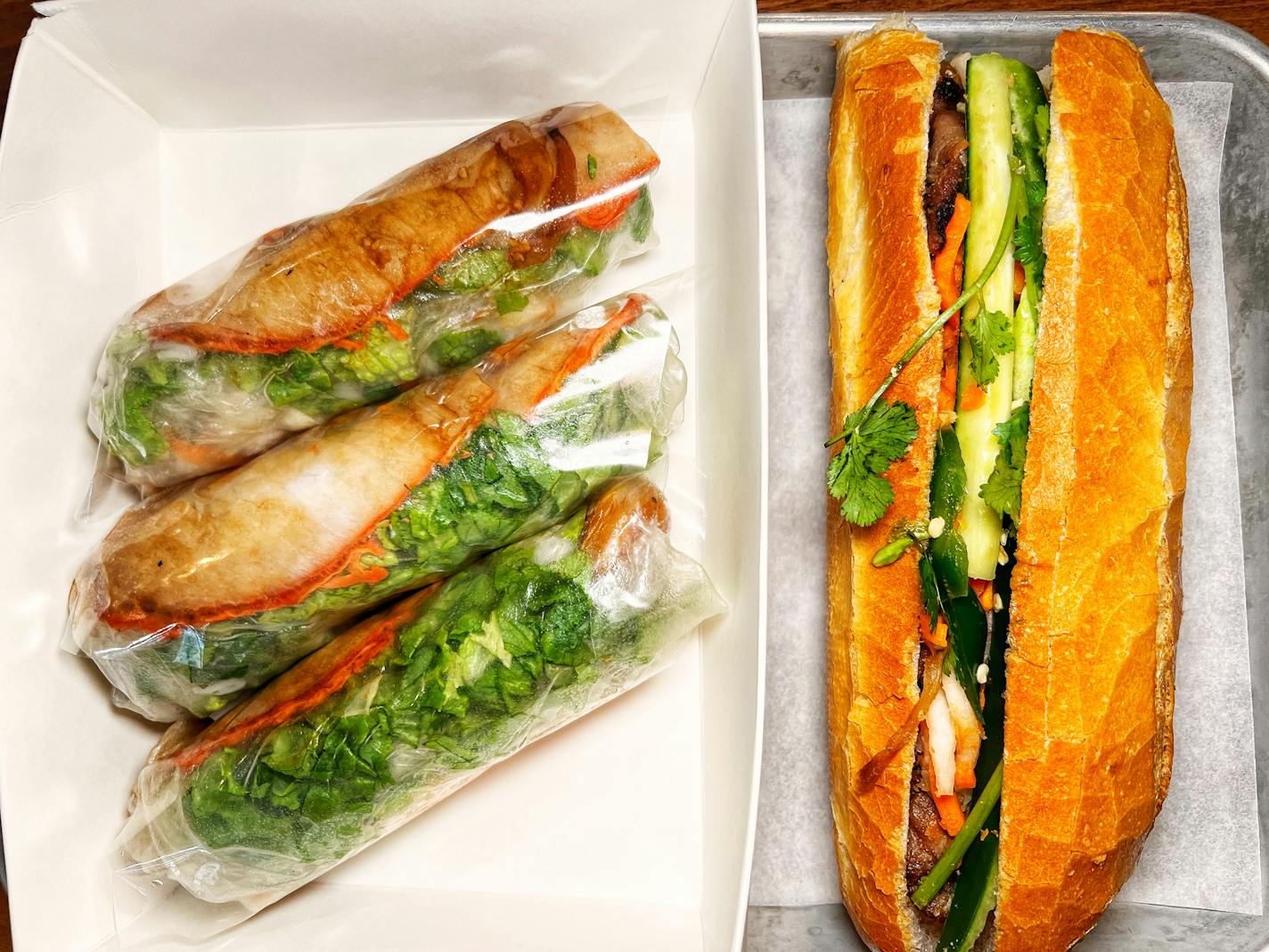 Spring rolls and banh mi at Mi Sant. Jon Cheng, Star Tribune