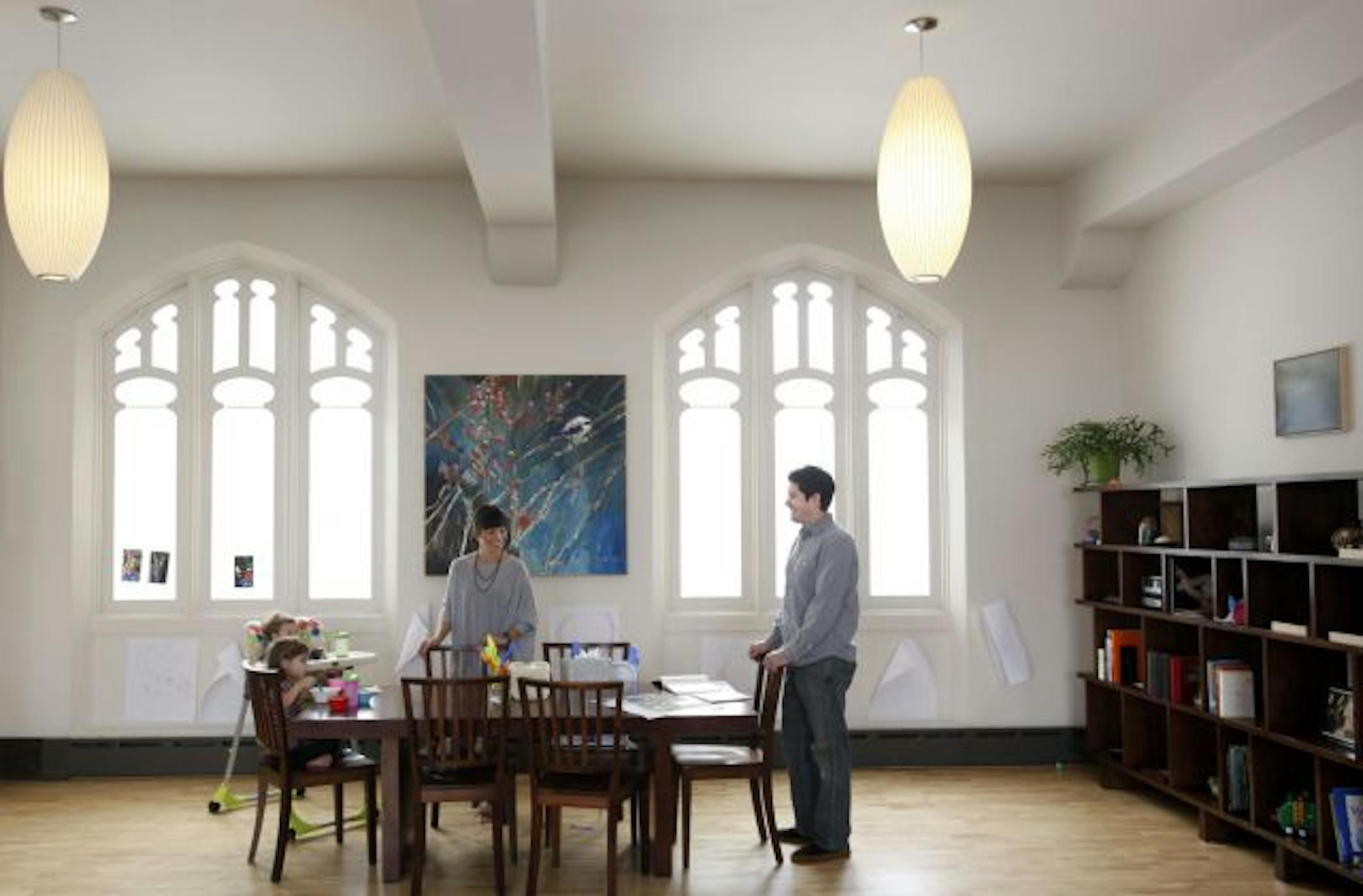 Matt Kelly, his wife, Jennifer, and their children, Shepard, 18 months, and Beela, 4, sat down for lunch. "The open space feels very free," Matt Kelly said of their home. "My daughter loves to dance, and here she can run 50 feet in different directions and be wide open."