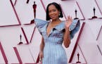 Regina King arrives before the 93rd Academy Awards at Union Station in Los Angeles, April 25, 2021. 