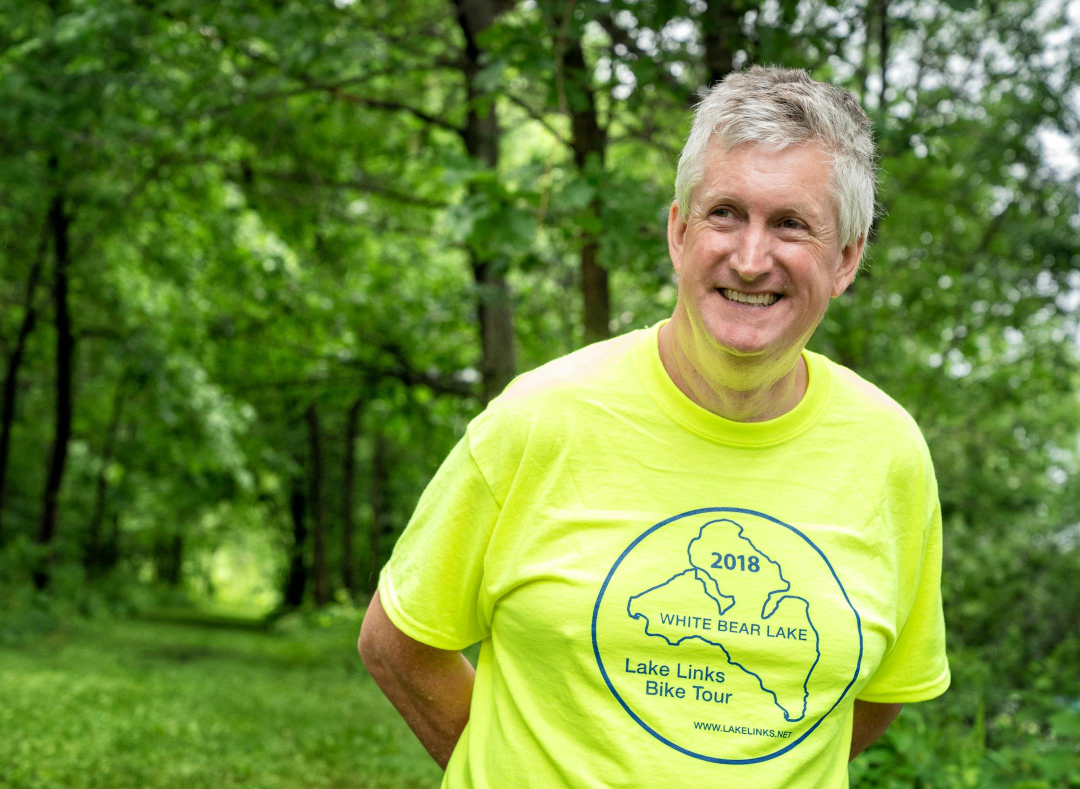 Co-chair of the Lake Links Association Mike Brooks walked a long-abandoned rail line in Rutherford Park, White Bear Township that will become part of the Lake Links Trail on the north end of White Bear Lake. ] GLEN STUBBE &#x2022; glen.stubbe@startribune.com Tuesday, June 19, 2018 Ramsey County got $4 million from the state's bonding bill this year to help complete Lake Links, a planned bike trail around White Bear Lake which will connect up with other trails in the county.