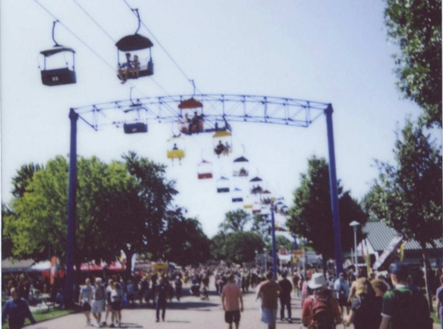 Gophers sophomore receiver Demetrius Douglas has a keen interest in and skill at photography, as this shot of the Sky Glider and fairgoers below at the Minnesota State Fair demonstrates.