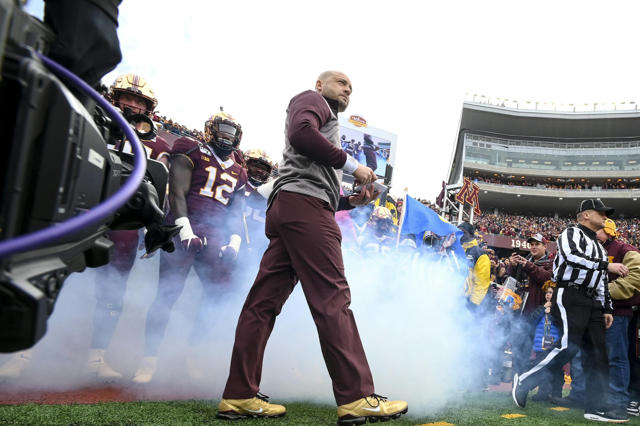 The Gophers took the field before playing Penn State last season, one of the games that boosted their national reputation.