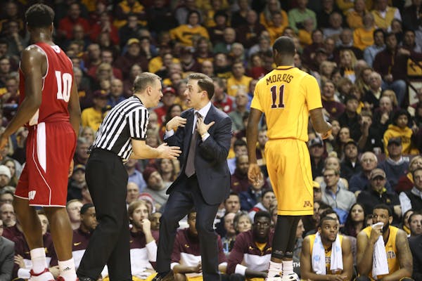 Gophers head coach Richard Pitino argued over a call with a ref during the second half. ] RENEE JONES SCHNEIDER &#x2022; reneejones@startribune.com Th