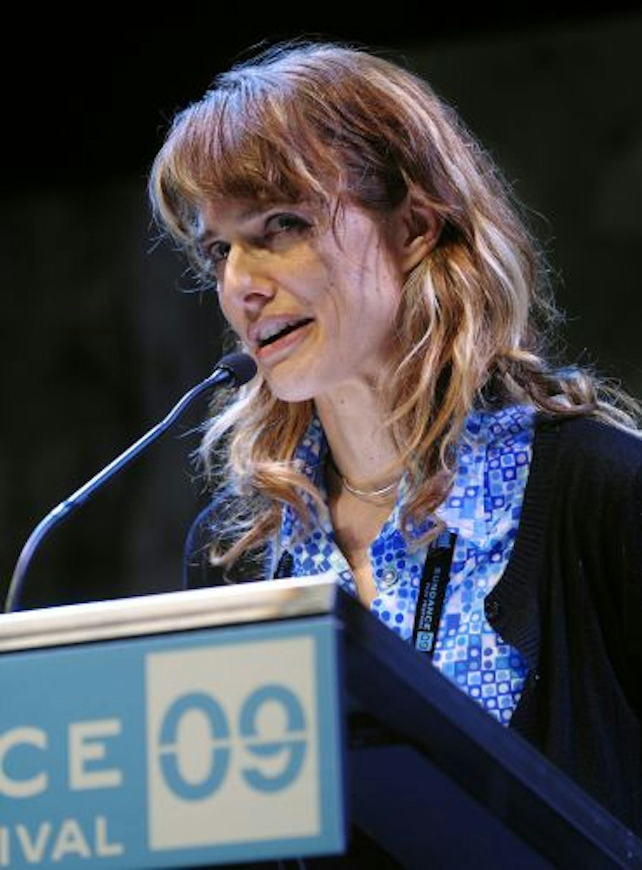 Director Lynn Shelton accepts the award for Special Jury Prize: US Dramatic for "Humpday" during the Sundance Film Festival in Park City, Utah, on Saturday, Jan. 24, 2009.