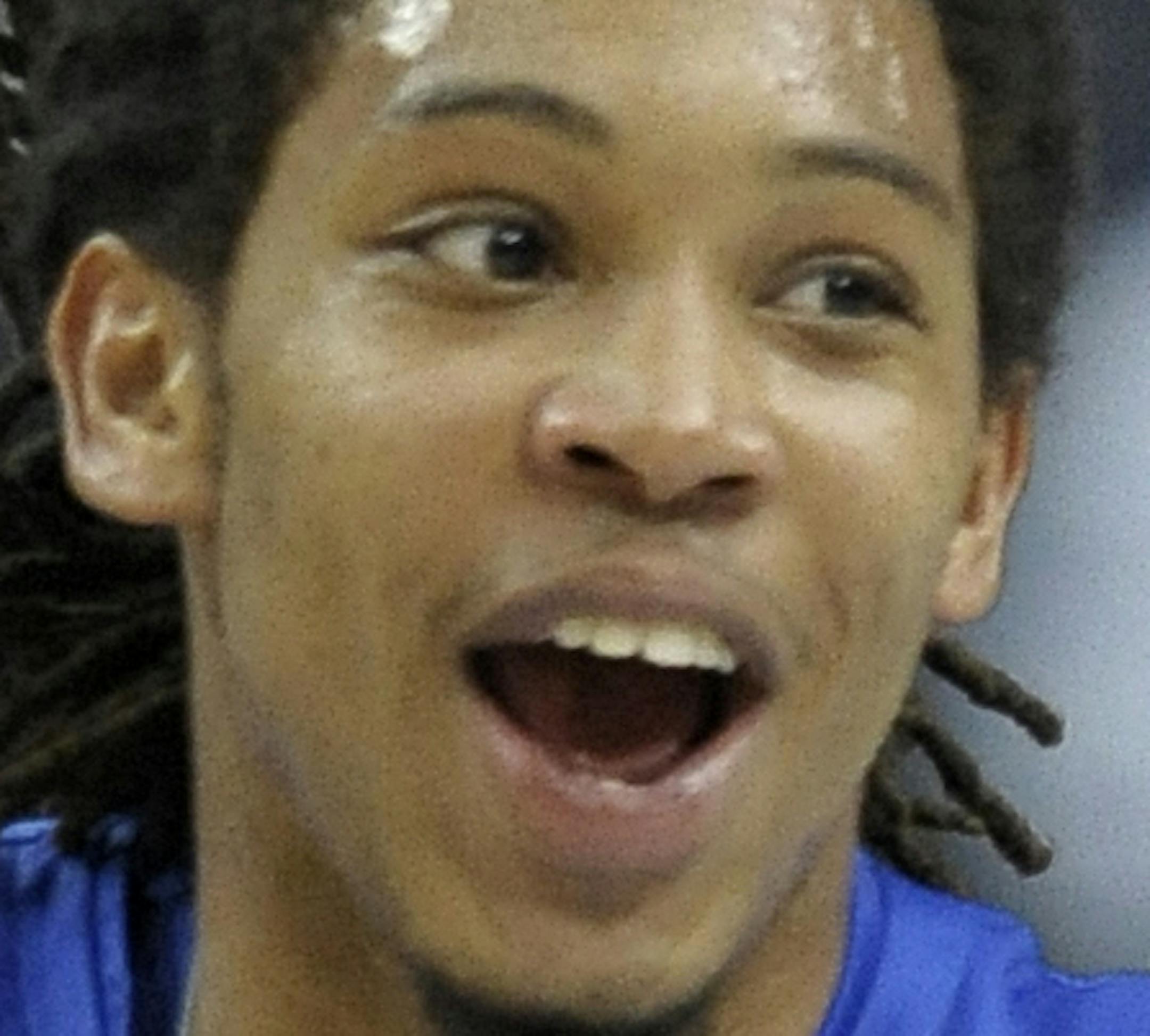 Florida Gulf Coast's Sherwood Brown celebrates after making a basket during the first half of a third-round game of the NCAA college basketball tournament against San Diego State, Sunday, March 24, 2013, in Philadelphia. (AP Photo/Michael Perez)