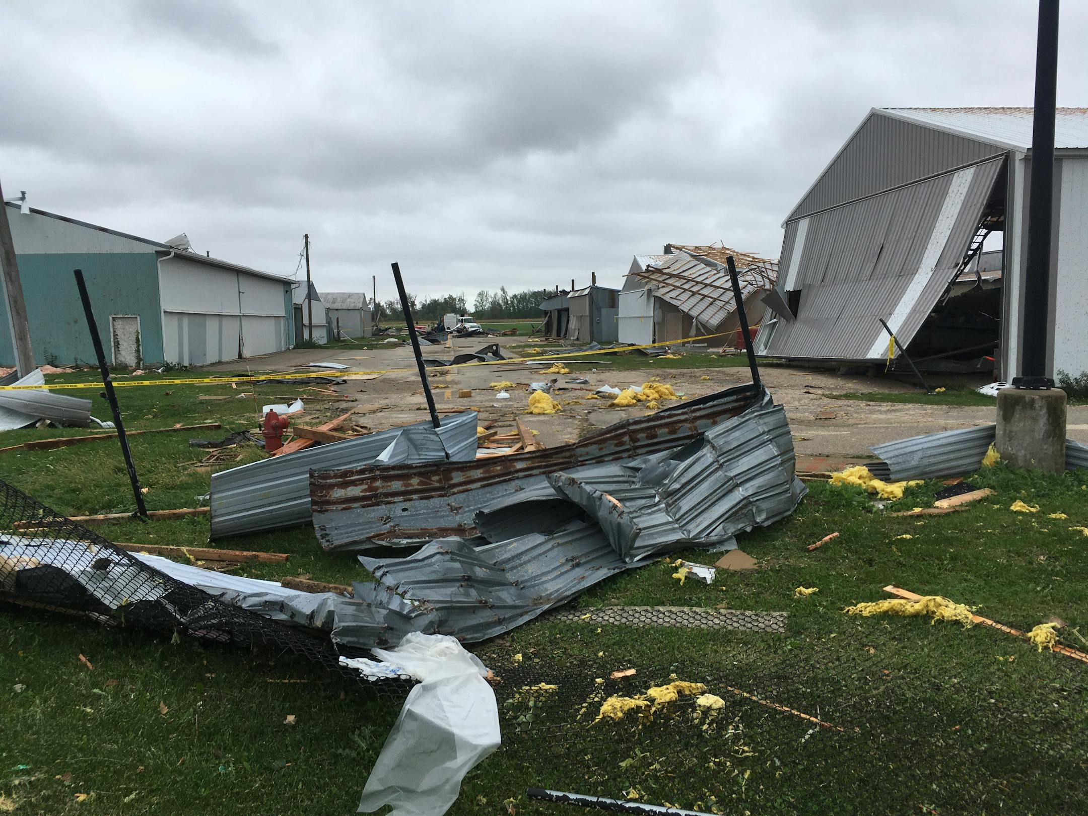 Faribault airport Friday, after Thursday's storms.