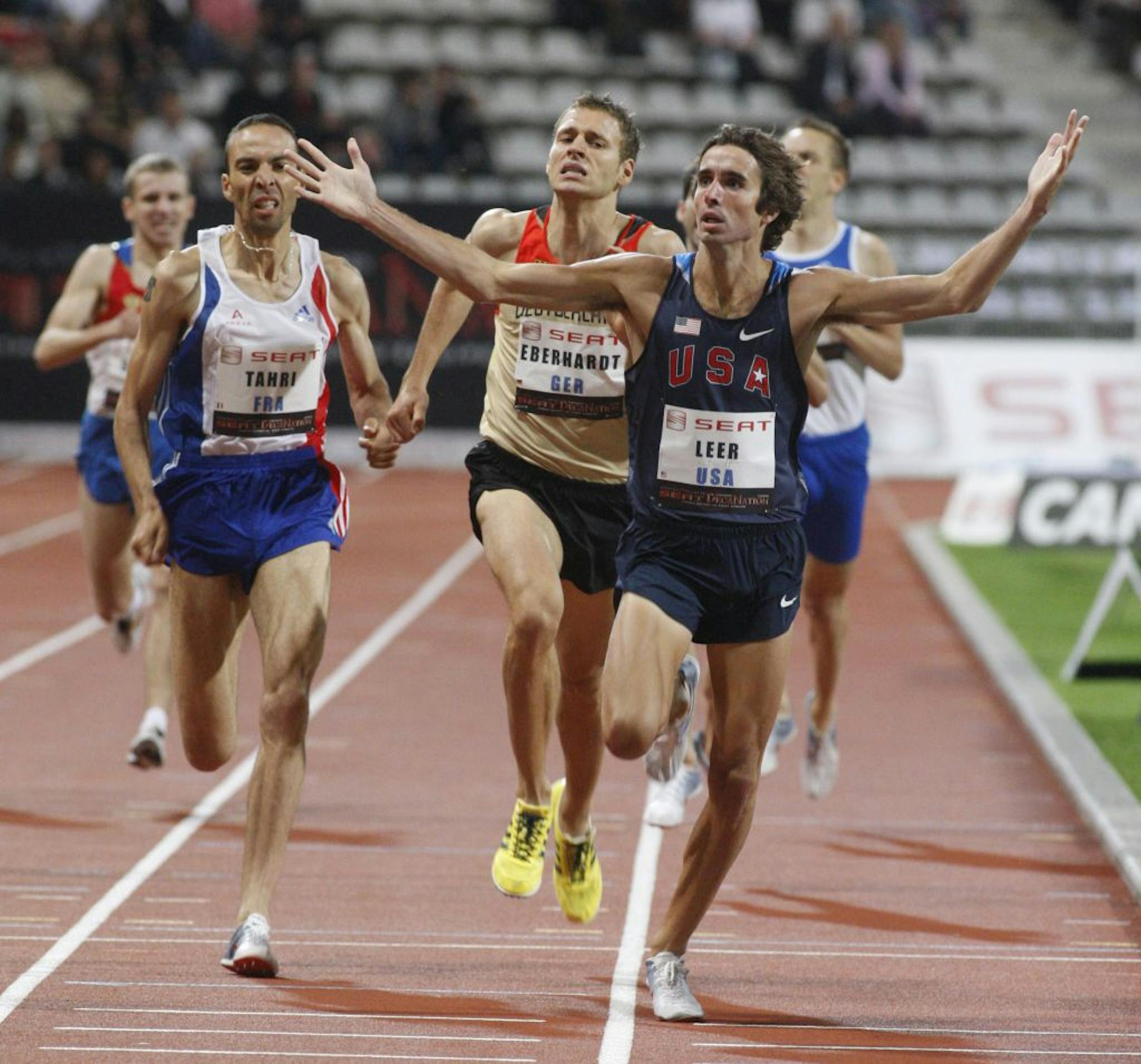 Will Leer, right, needs to run the 1,500 meters in 3 minutes, 35 seconds: the "A" qualifying time that would put him in the world meet.