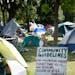 A homeless encampment in Minneapolis’ Powderhorn Park, photographed in July 2020.