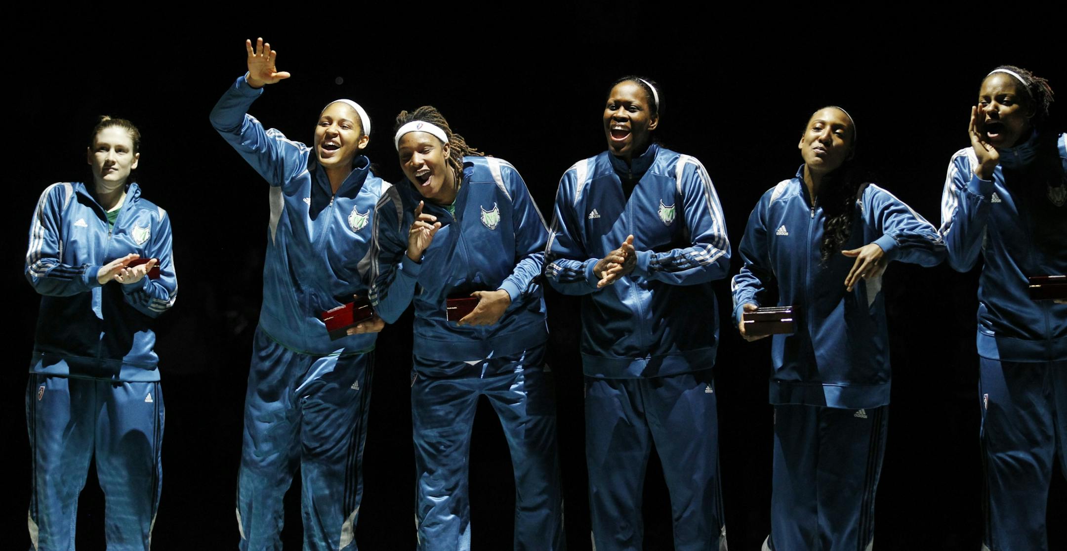 Members of the Minnesota Lynx celebrated after receiving their WNBA 2011 Championship rings ,during Sunday's WNBA game between the Minnesota Lynx and Phoenix Mercury at Target Center May 20, 2012 in Minneapolis, MN (Jerry Holt/ STAR TRIBUNE/jgholt@startribune.com) during Sunday's WNBA game between the Minnesota Lynx and Phoenix Mercury at Target Center May 20, 2012 in Minneapolis, MN