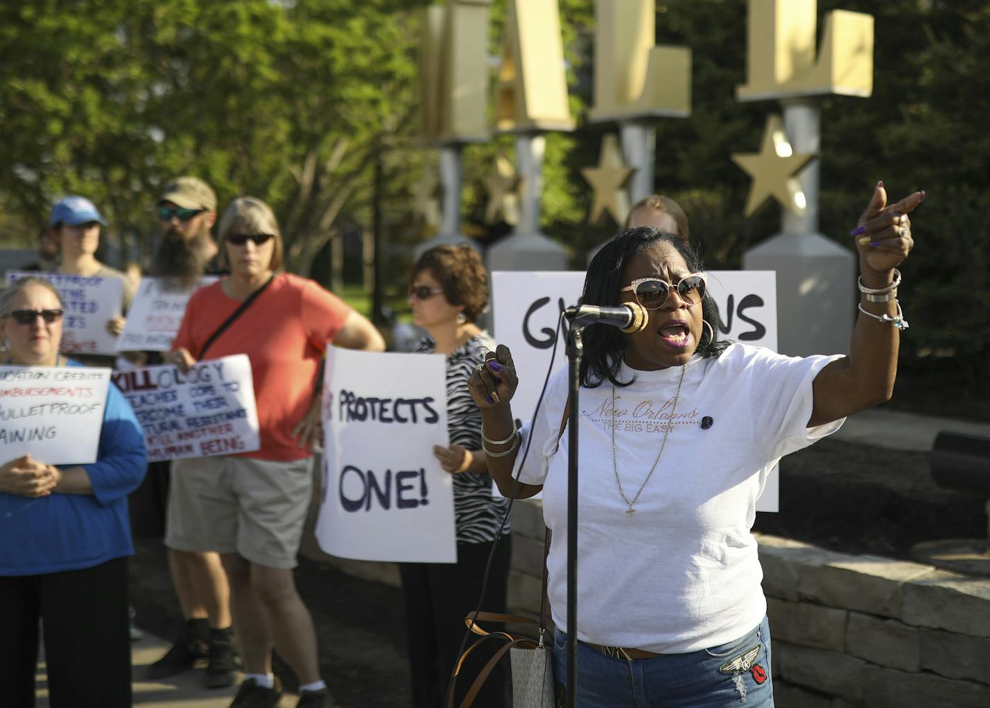 Valerie Castile said she was compelled to come to support the demonstrators Wednesday because the St. Anthony police officer who killed her son, Philando, had gone through the "Bulletproof Warrior" training similar to that being offered at the mall Wednesday. ] JEFF WHEELER &#xef; jeff.wheeler@startribune.com About 30 demonstrators gathered at the edge of the Mall of America property in Bloomington late Wednesday afternoon, May 16, 2018 to protest the controversial "Bulletproof Warrior" training