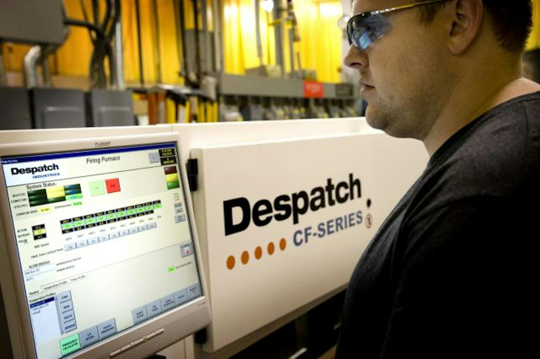 Andy Crabtree monitored an equipment test at Despatch, which makes thermal ovens that cure solar cells. Said Patrick Peyton, CEO of Despatch Industries: "We have over 135 customers in China today."