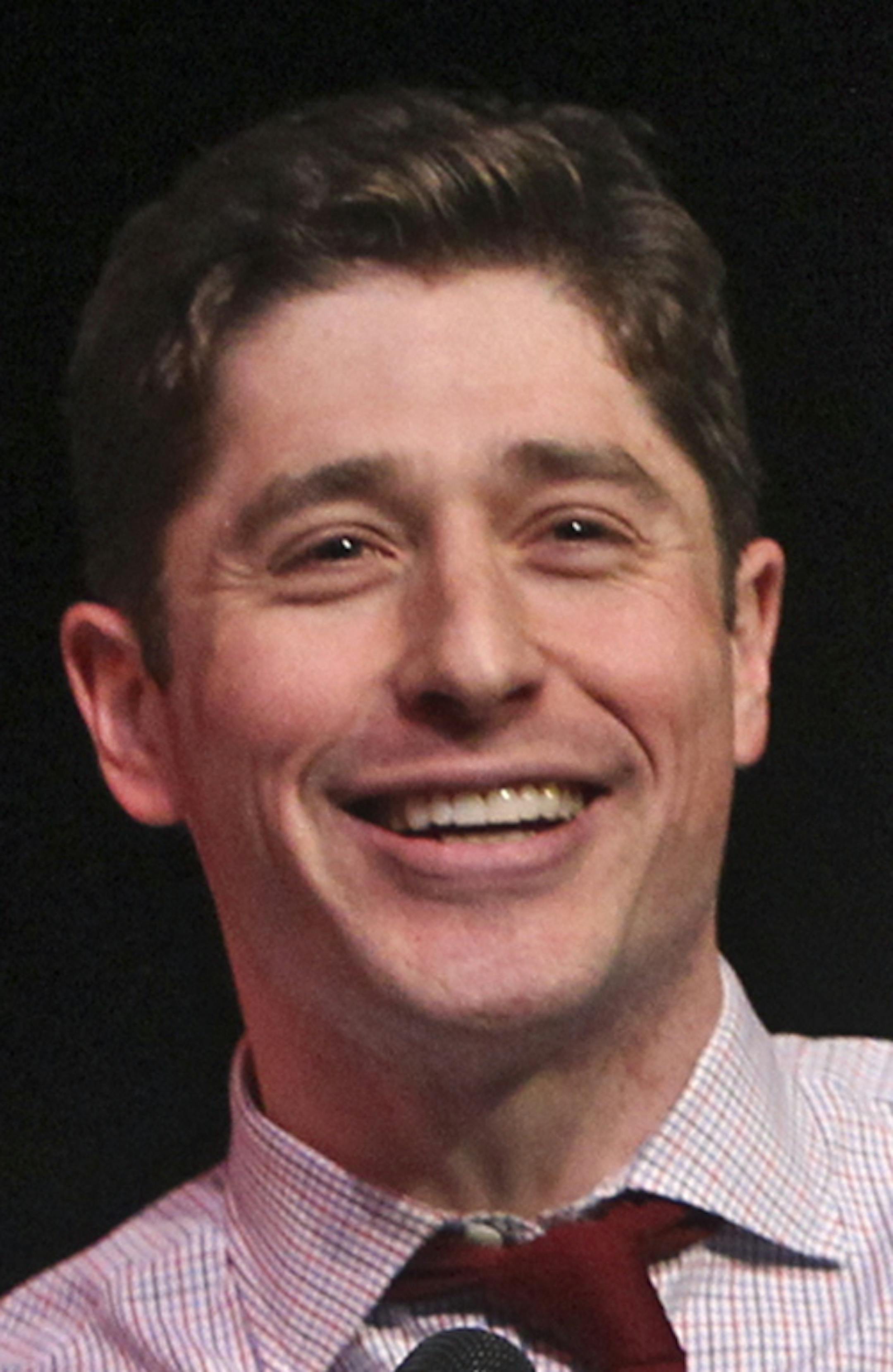 The DFL third ward convention between incumbent Council Member Diane Hofstede and challenger Jacob Frey didn't turn out to be much of a contest. Before any voting even took place, Hofstede withdrew, citing a flawed system and Frey got an overwhelming verbal endorsement for the seat from those gathered Saturday May 4, 2013, at De La Salle High School in Minneapolis, MN. Here, Frey spoke to supporters and those gathered.](DAVID JOLES/STARTRIBUNE) djoles@startribune.com The DFL third ward conventio