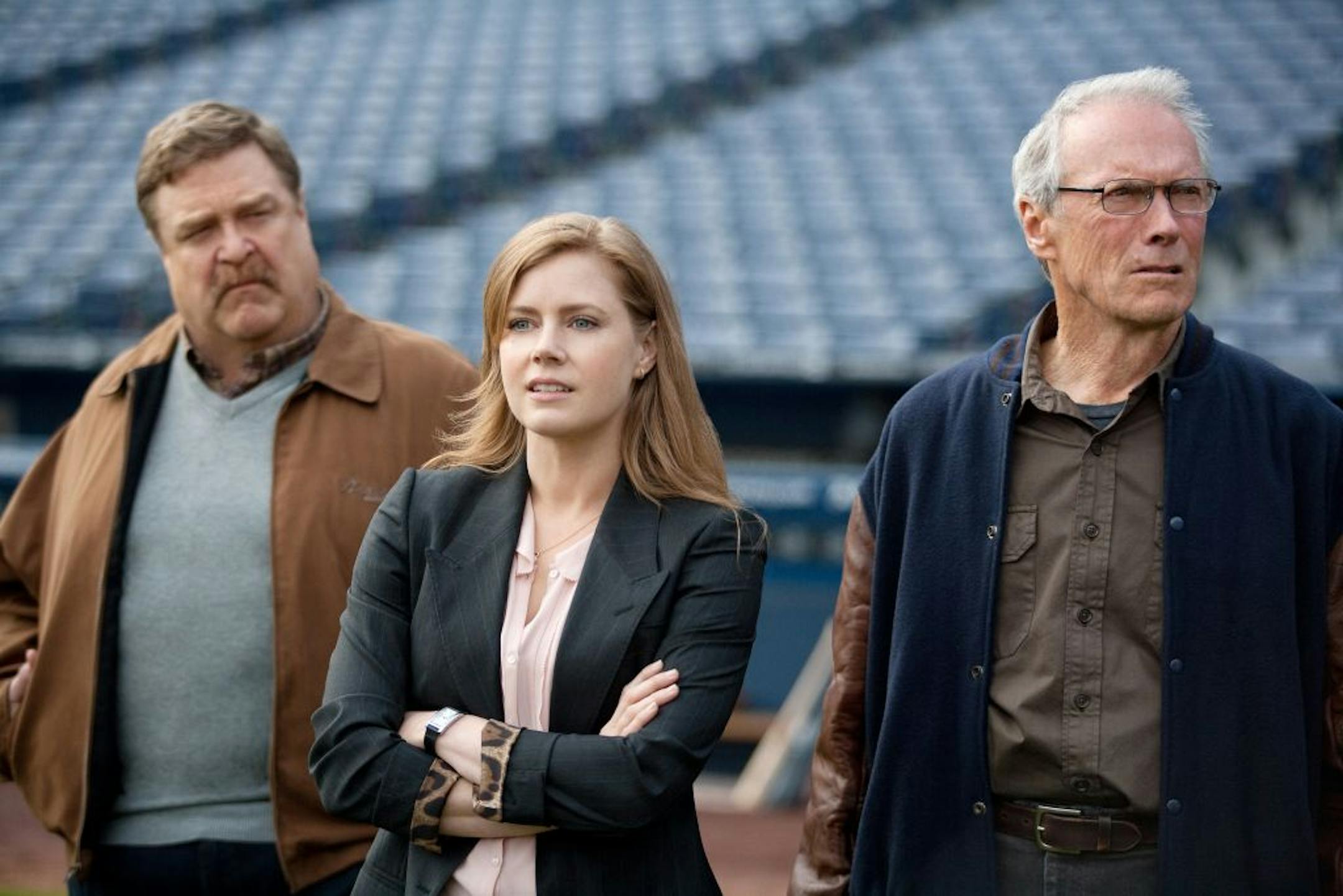 John Goodman, left, Amy Adams and Clint Eastwood in "Trouble with the Curve."