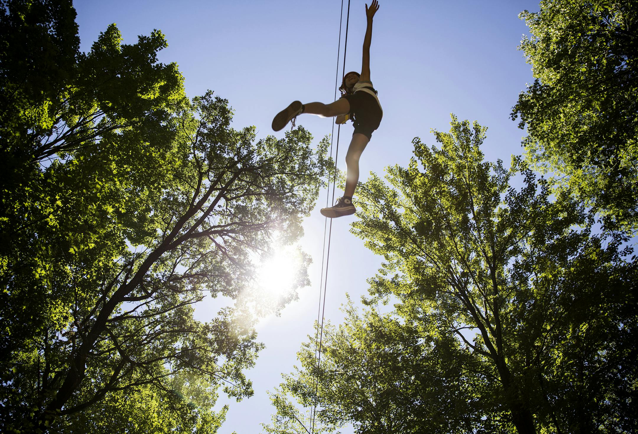 A customer rode one of six zip lines last summer at Trollhaugen Aerial Adventure Park in Dresser, Wis. The amenities are making their way increasingly into public parks, and Ramsey County is one local possibility.