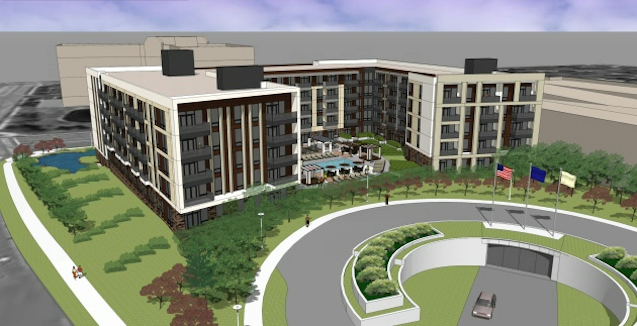The Arcata will be 165 luxury apartments adjacent to the Colonnade Office Tower and south of Golden Hills Office Center on Golden Hills Drive.